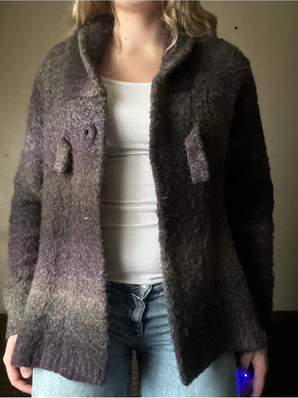 Vintage Woolrich Space Dye Shawl Cardigan Sweater Size L - Picture 3 of 9